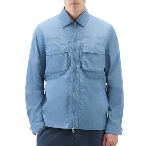 Woolrich Giubbino Giubbino Uomo Crinkle in nylon Celeste P24-WOOLRICHCFWOOS0119MRUT3718-31123-M - Francavilla Moda