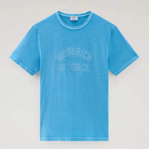 Woolrich T-shirt T-shirt Uomo Light Garment Dyed Celeste - Francavilla Moda