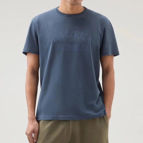 Woolrich T-shirt T-shirt Uomo Light Garment Dyed Celeste - Francavilla Moda