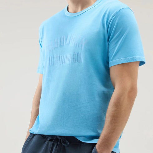 Woolrich T-shirt T-shirt Uomo Light Garment Dyed Celeste - Francavilla Moda
