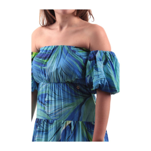 Yes Zee Abito midi Abito Donna impero a fantasia Turchese - Francavilla Moda