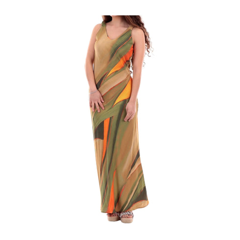 Yes Zee Abito lungo Abito Donna lungo a V Verde P24-YESZEEA400Y900-2900-S - Francavilla Moda