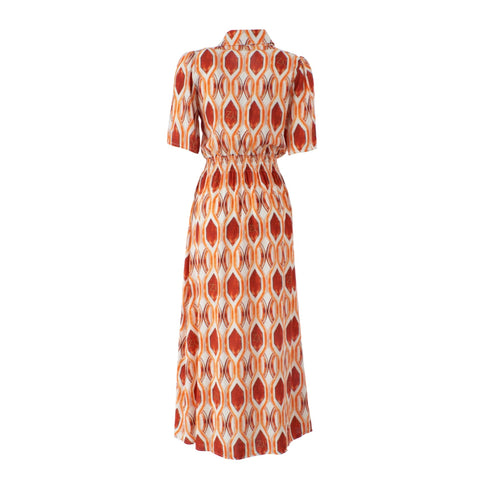 Yes Zee Abito lungo Abito Donna lungo con fantasia geometrica Arancio - Francavilla Moda