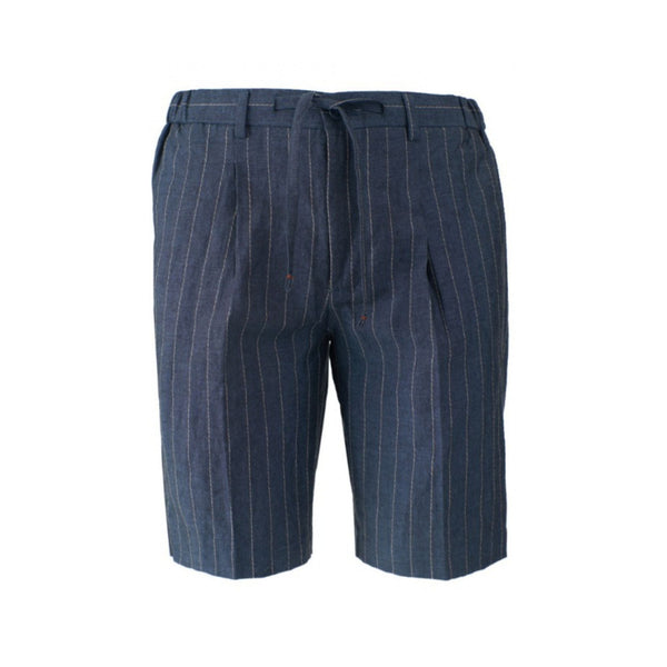 Yes Zee Bermuda Bermuda Uomo in lino gessato Blu scuro - Francavilla Moda