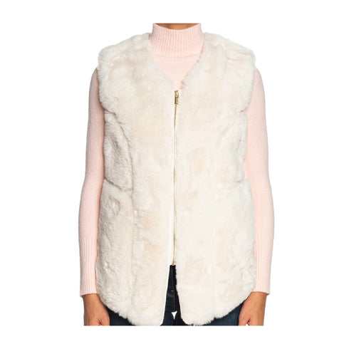 Yes Zee Gilet Gilet Donna in pelliccia sintetica Gesso - Francavilla Moda