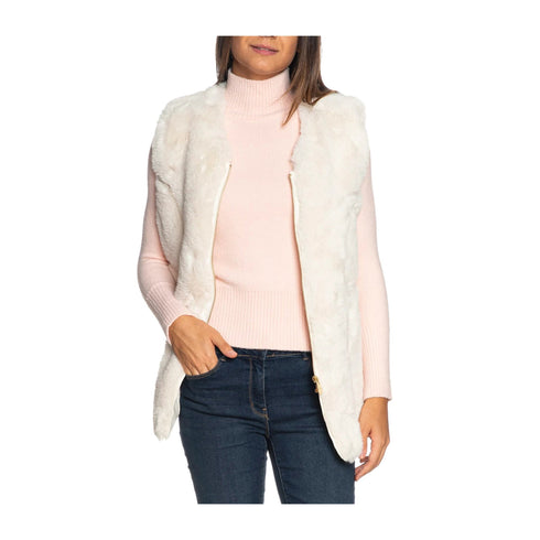 Yes Zee Gilet Gilet Donna in pelliccia sintetica Gesso - Francavilla Moda