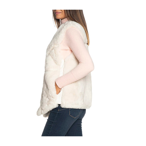 Yes Zee Gilet Gilet Donna in pelliccia sintetica Gesso - Francavilla Moda