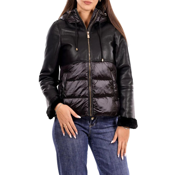 Yes Zee Giacca imbottita Giubbino Donna in ecopelle con pelliccia XS - Francavilla Moda