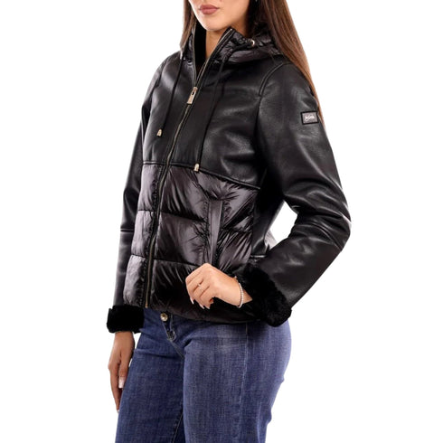 Yes Zee Giacca imbottita Giubbino Donna in ecopelle con pelliccia XS - Francavilla Moda