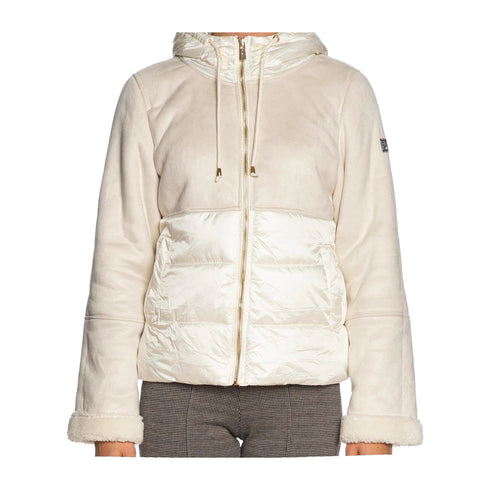 Yes Zee Giacca imbottita Giubbotto Donna ecomonotone con cappuccio Avorio - Francavilla Moda