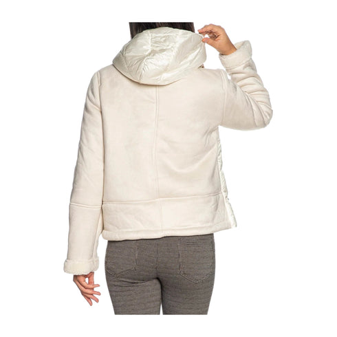 Yes Zee Giacca imbottita Giubbotto Donna ecomonotone con cappuccio Avorio - Francavilla Moda