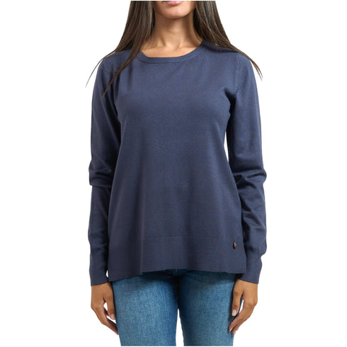 Maglia Donna oversize, con scollatura girocollo e logo metallico sul fondo