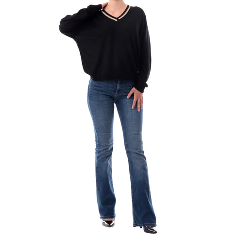 Yes Zee Maglia Maglia Donna scollo a V dettaglio lurex XS - Francavilla Moda