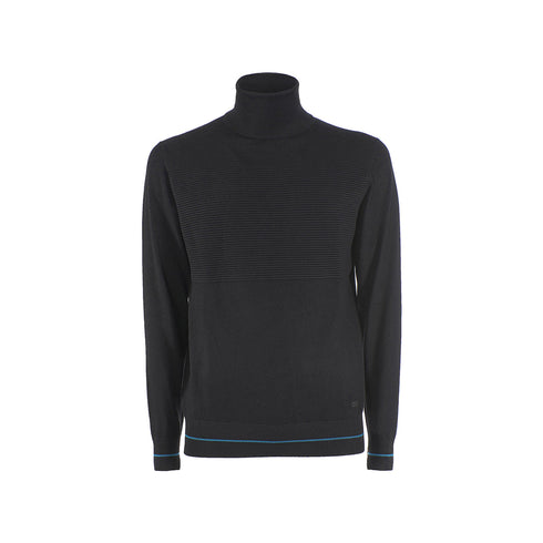 Yes Zee Pullover Maglia Uomo Dolcevita inserto a righe Fango - Francavilla Moda