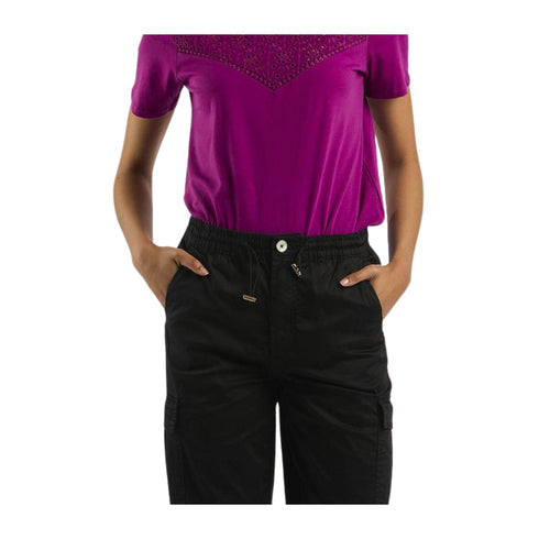Yes Zee Pantaloni Pantalone Donna cargo con coulisse Nero - Francavilla Moda