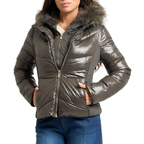 Yes Zee Piumino corto Piumino Donna bitessuto con pelliccia S  - Francavilla Moda