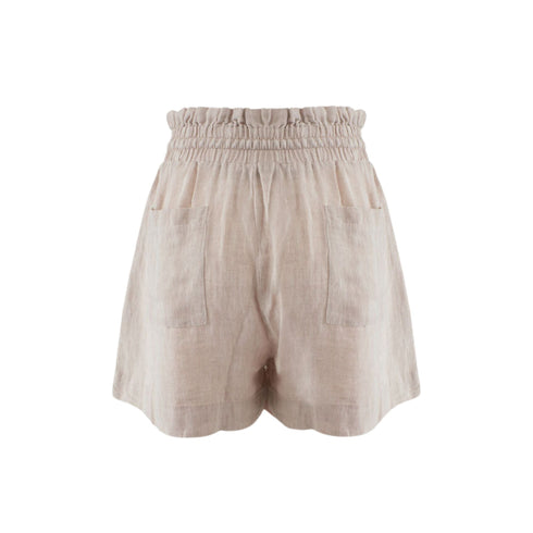 Yes Zee Shorts Shorts Donna in misto lino tinta unita Ecru - Francavilla Moda