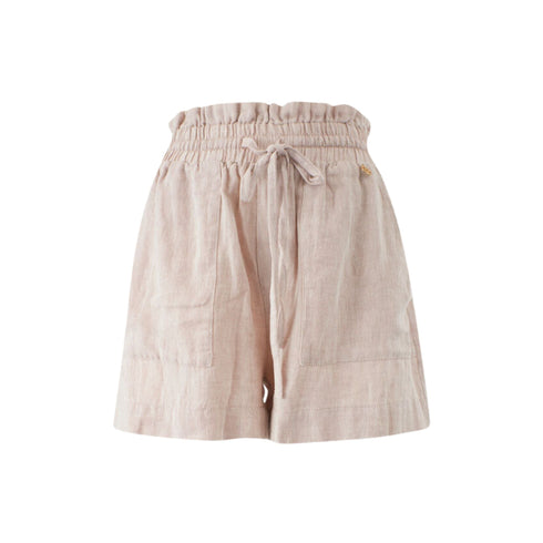 Yes Zee Shorts Shorts Donna in misto lino tinta unita Ecru - Francavilla Moda