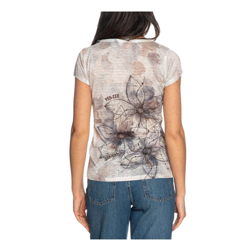 Yes Zee T-shirt T-shirt Donna con fiori stampati S - Francavilla Moda