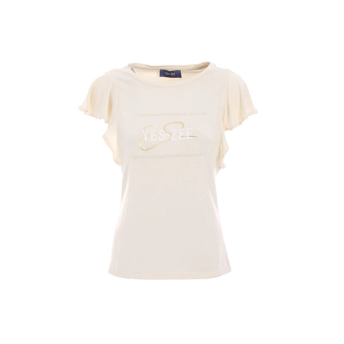 Yes Zee T-shirt T-shirt Donna con stampa e volant S - Francavilla Moda