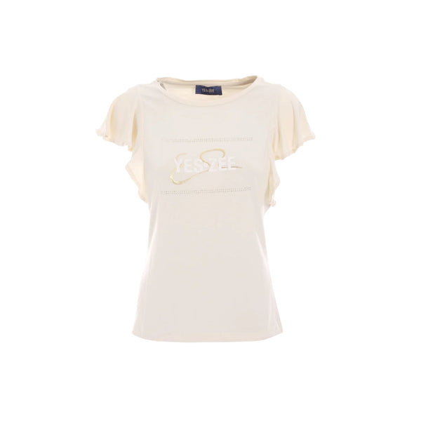 Yes Zee T-shirt T-shirt Donna con stampa e volant S - Francavilla Moda