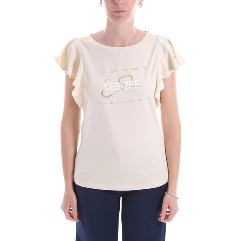 Yes Zee T-shirt T-shirt Donna con stampa e volant S - Francavilla Moda