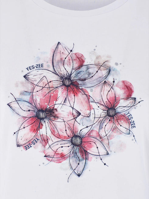 Yes Zee T-shirt mm T-shirt donna con stampo floreale S - Francavilla Moda