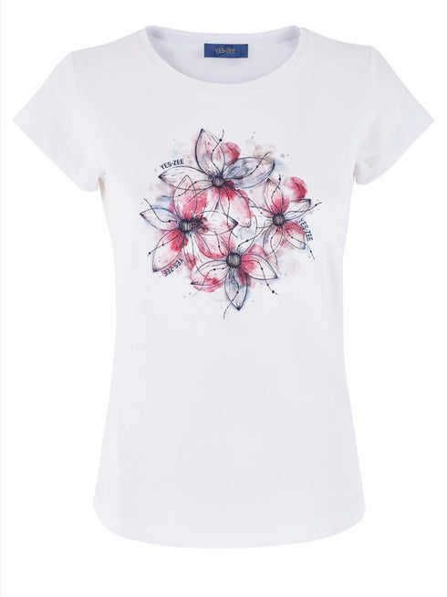 Yes Zee T-shirt mm T-shirt donna con stampo floreale S - Francavilla Moda