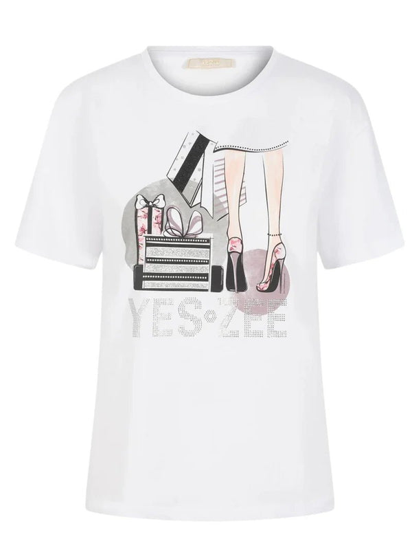 Yes Zee T-shirt mm T-shirt donna mm stampa box con strass S - Francavilla Moda