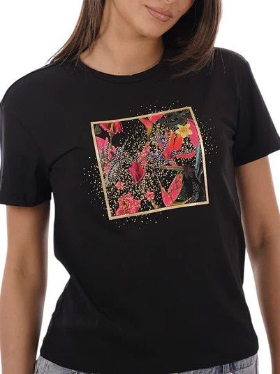 Yes Zee T-shirt mm T-shirt donna mm stampa box con strass S P26-YESZEEt269s100-2801-S - Francavilla Moda