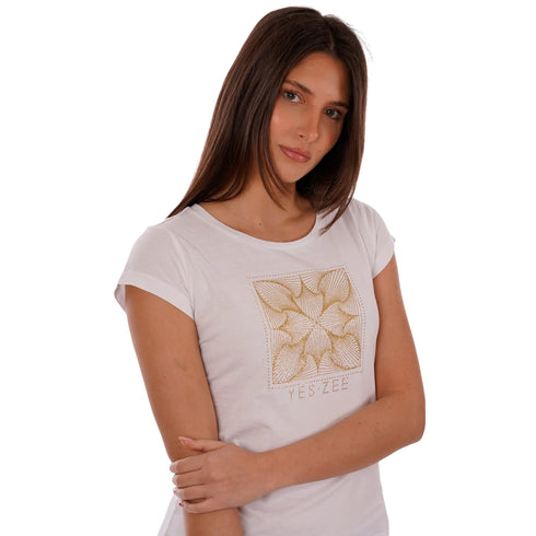 Yes Zee T-shirt mm T-shirt girocollo stampa oro S - Francavilla Moda