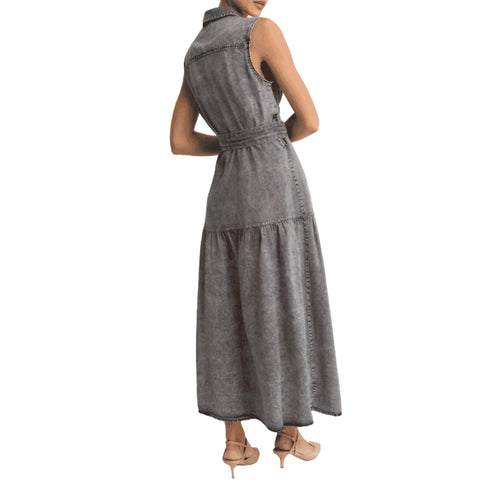 Yes Zee Abito YESZEE Abito Lungo Denim Donna con Cintura S - Francavilla Moda