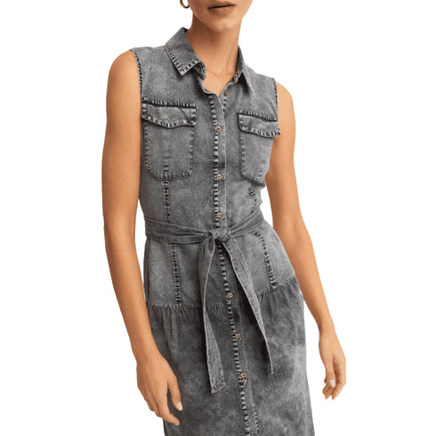 Yes Zee Abito YESZEE Abito Lungo Denim Donna con Cintura S - Francavilla Moda