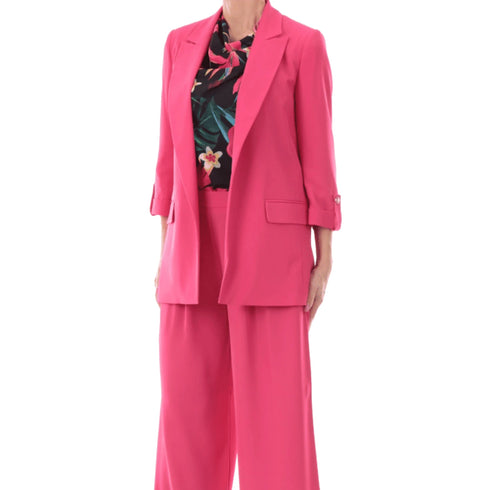 Yes Zee Giacca YESZEE Giacca Donna Fucsia Blazer Maniche Tre Quarti S - Francavilla Moda