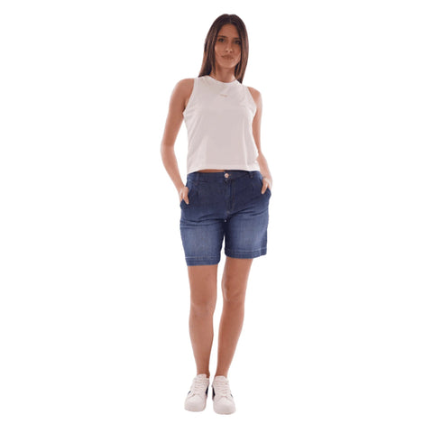 Yes Zee Shorts YESZEE Shorts Chinos Donna in Denim con Risvolto 26 - Francavilla Moda