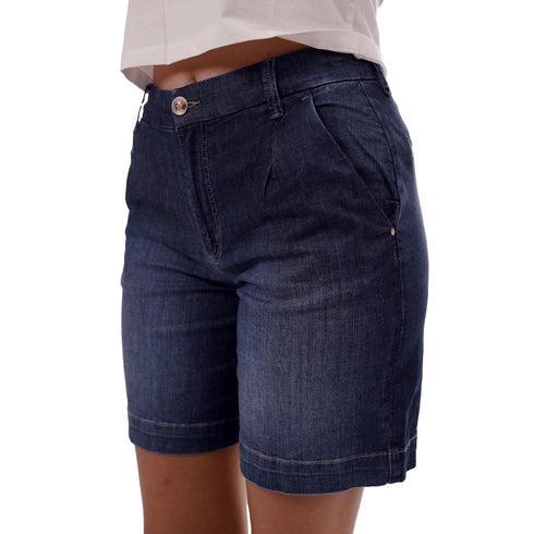 Yes Zee Shorts YESZEE Shorts Chinos Donna in Denim con Risvolto 26 - Francavilla Moda