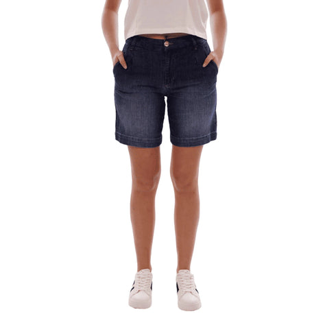 Yes Zee Shorts YESZEE Shorts Chinos Donna in Denim con Risvolto 26 - Francavilla Moda