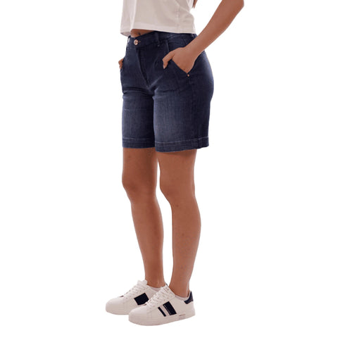 Yes Zee Shorts YESZEE Shorts Chinos Donna in Denim con Risvolto 26 - Francavilla Moda