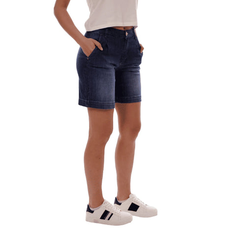 Yes Zee Shorts YESZEE Shorts Chinos Donna in Denim con Risvolto 26 - Francavilla Moda