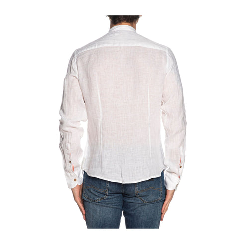 YESZEE Camicia in lino Camicia Uomo alla coreana in lino Bianco - Francavilla Moda