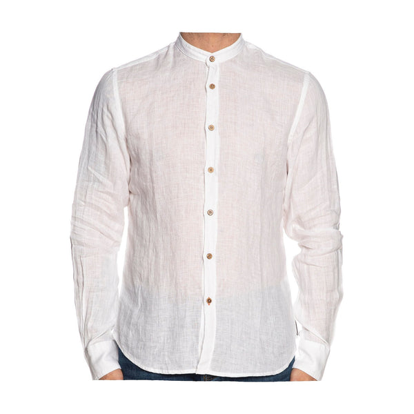 YESZEE Camicia in lino Camicia Uomo alla coreana in lino Bianco - Francavilla Moda