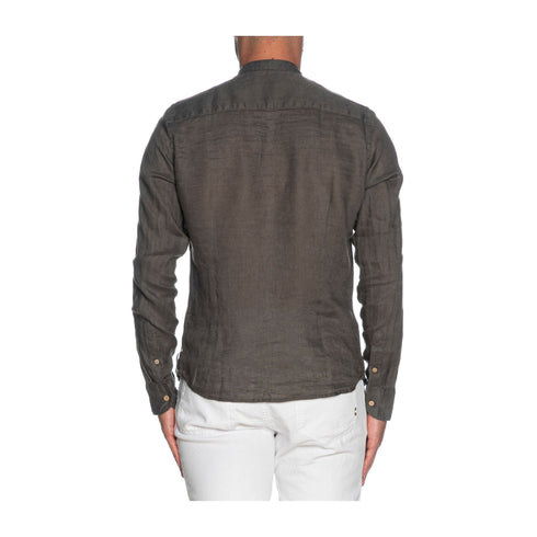 YESZEE Camicia in lino Camicia Uomo alla coreana in lino Verde militare P24-YESZEEC512UP00-0905-M - Francavilla Moda