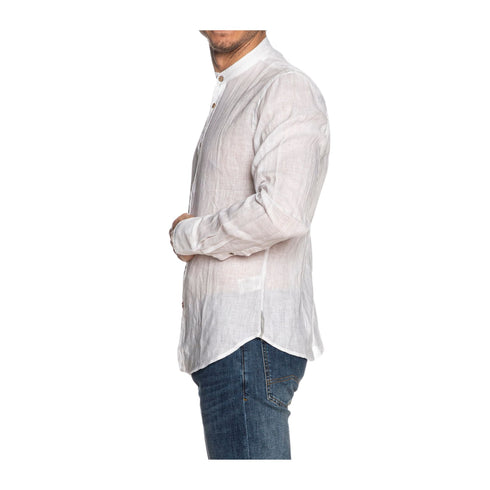 YESZEE Camicia in lino Camicia Uomo alla coreana in lino Bianco - Francavilla Moda