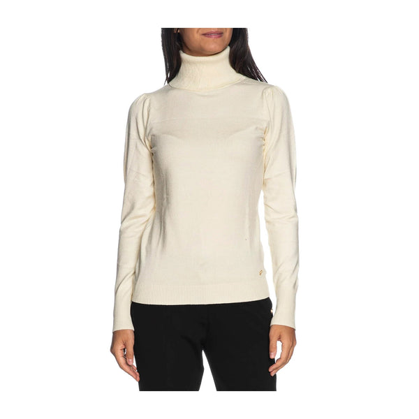 YESZEE Pullover Maglia Donna dolcevita basic Avorio - Francavilla Moda