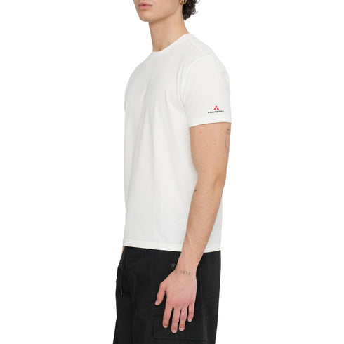 T-shirt uomo in piquet stretch di cotone e seta - bianco