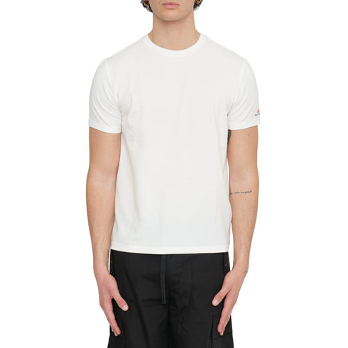 T-shirt uomo in piquet stretch di cotone e seta - bianco