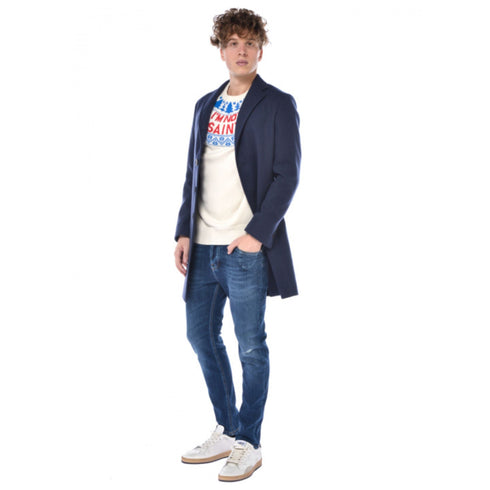 Cappotto Uomo con spacco sul retro Blu Alessandro Gilles- Francavilla Moda