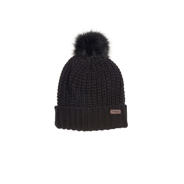 Berretto Donna con pon pon Nero Barbour- Francavilla Moda