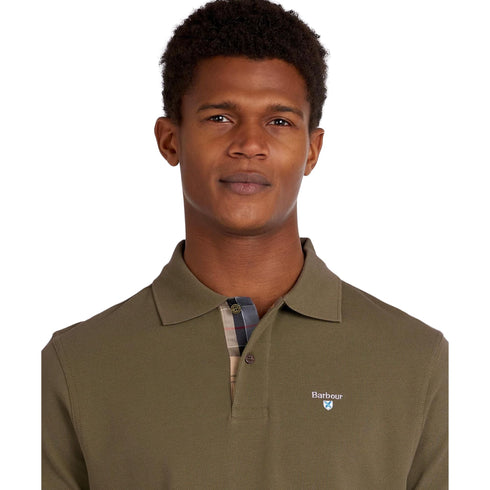 Barbour Polo Polo Uomo in cotone con finiture tartan Verde - Francavilla Moda