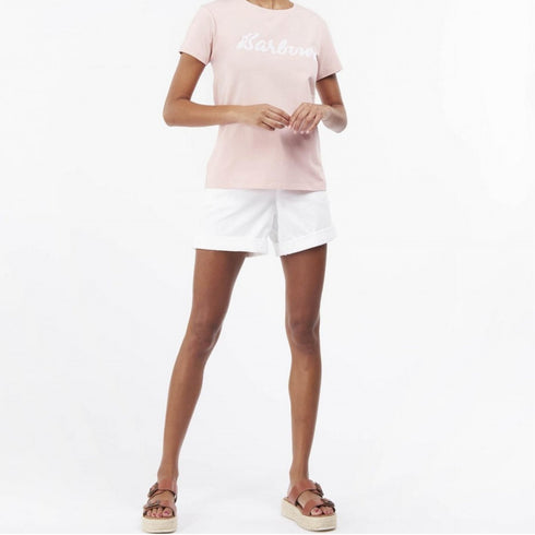 T-shirt Donna Rebecca tee tinta unita stampa logo Rosa BARBOUR- Francavilla Moda